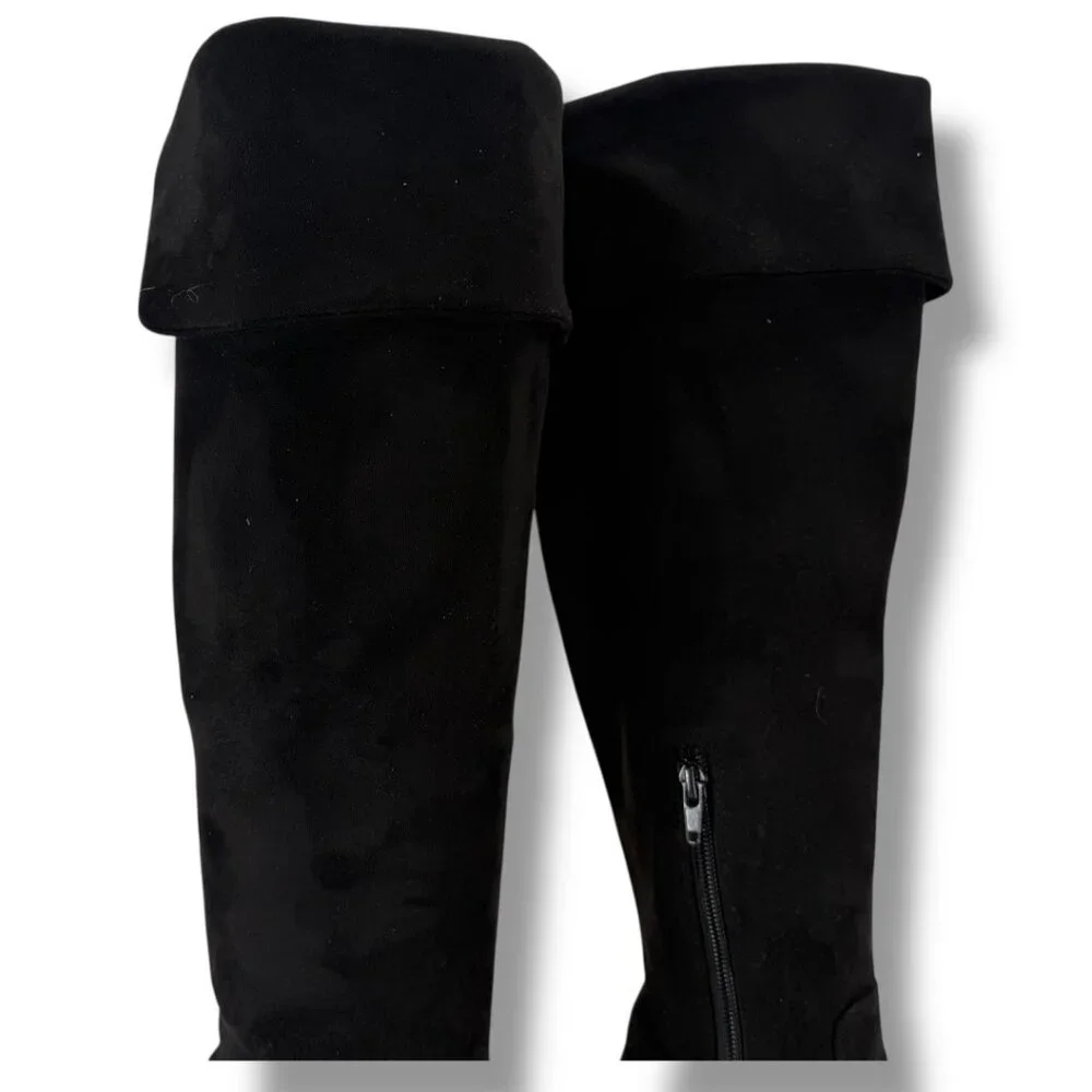 Melrose & Market Black Faux‎ Suede Over The Knee Boots 7M Block Heel